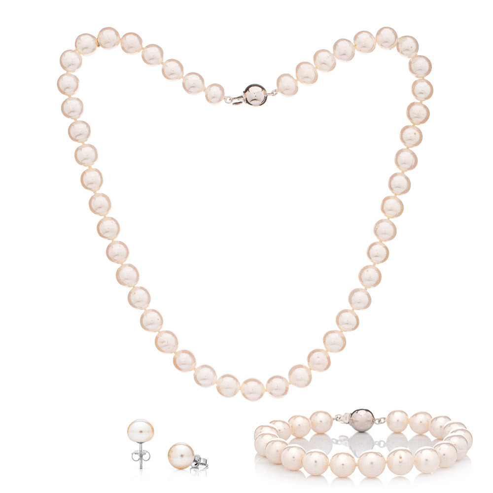 Perlový set náramek, náhrdelník, náušnice 9 AA