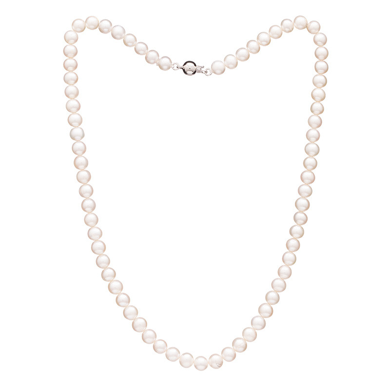 Perlový náhrdelník Mutiara mini – bílá - Bílá / Rhodiované stříbro (925) / 40 cm