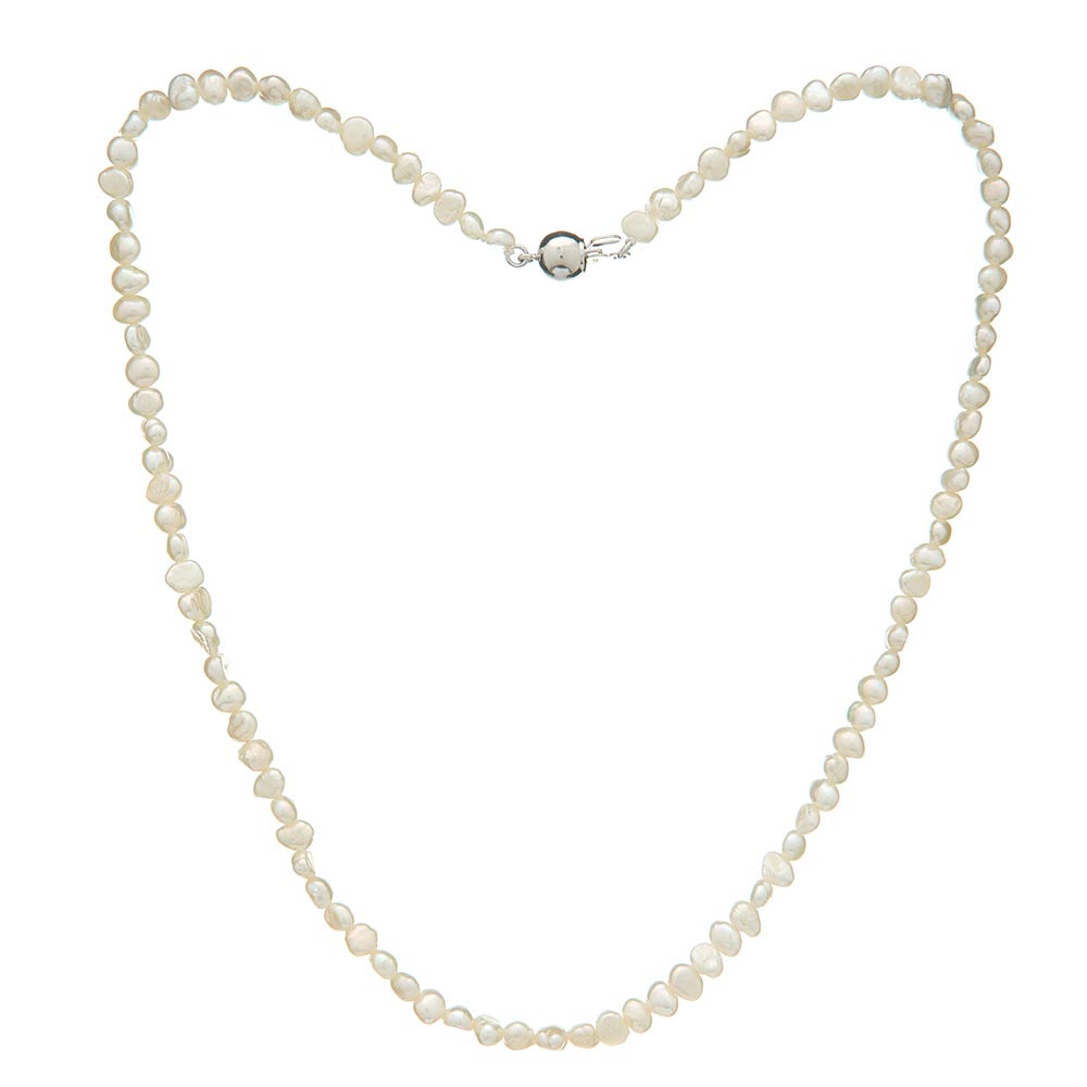 Perlový náhrdelník 5,5 bílý - nugety - Rhodiované stříbro (925) / 40 cm